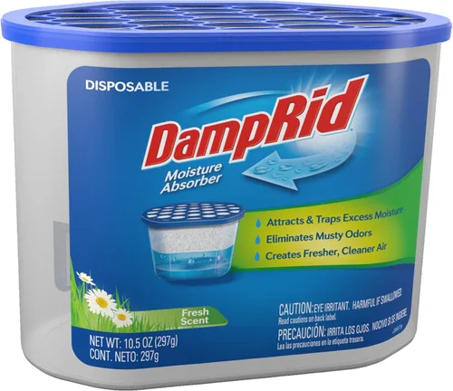 Vista 2 de DampRid Fresh Scent Absorbedor de Humedad Desechable, 10.5 oz., Paquete de 3 – Atrae y Atrapa el Exceso de Humedad, Elimina Olores Rancios, Crea
