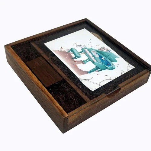 Vista 2 de LONMAX Memoria USB 2.0 de madera para cumpleaños de boda, 16 GB, memoria USB 2.0 con caja de regalo (16 GB, nogal USB+YKL+DHH)