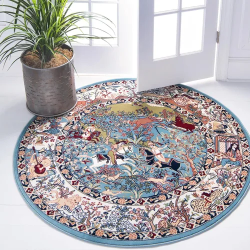 Vista 13 de Unique Loom Narenj Collection - Alfombra de área Birmingham (octágono de 5 pies 1 pulgada, azul/borgoña)