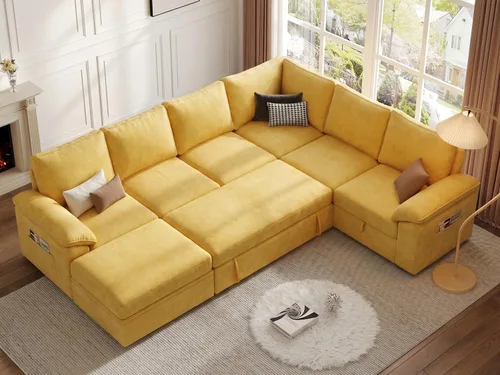Vista 27 de Sofá modular modular de 85 pulgadas con cama extraíble, sofá cama, gris Gris-oscuro