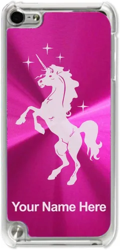 Vista 6 de Funda compatible con iPod Touch 5ª/6ª/7ª generación, unicornio, grabado personalizado incluido (azul claro)