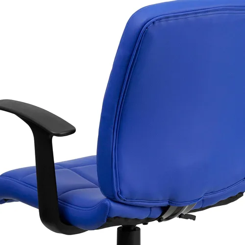 Vista 9 de Flash Furniture - Silla giratoria de respaldo medio de vinilo, acolchada, color negro Azul