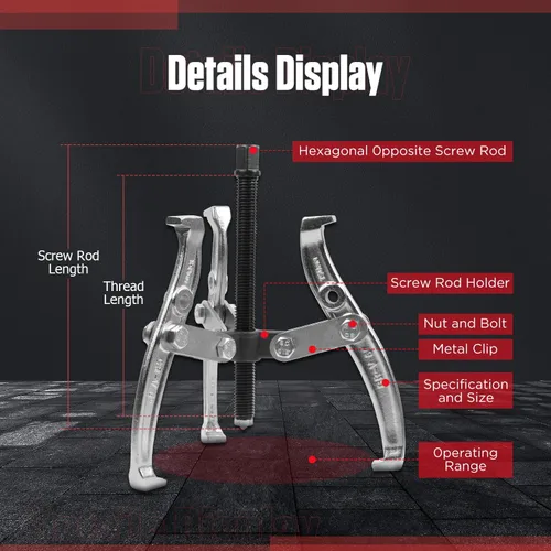 Vista 4 de Juego de 2 extractores de mandíbulas, 3 extractores de mandíbulas de 3 pulgadas, 4 pulgadas, 6 pulgadas, 8 pulgadas, kit de herramientas