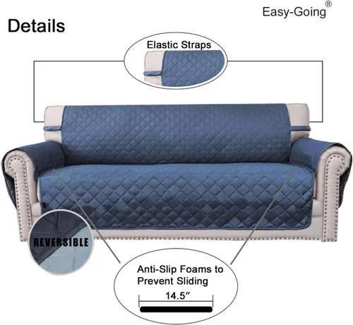 Vista 329 de Easy-Going - Funda reversible para sofá reclinable, resistente al agua, protector de muebles con correas elásticas, para mascotas y niños