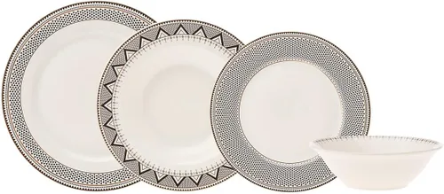 Karaca Globe - Juego de vajilla de 24 piezas para 6 personas, juego de platos de cocina para ensalada, sopa, pasta, fideos y más, juego de platos de