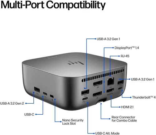 HP Paquete de replicador de puertos G6 Thunderbolt 4 Ultra Dock de 180 W con concentrador DKZ (estación de acoplamiento universal Thunderbolt/USB-C,