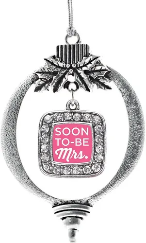 Vista 209 de Inspired Silver - Adorno de flor de iris - Adornos navideños con dije cuadrado de plata con joyas de circonita cúbica