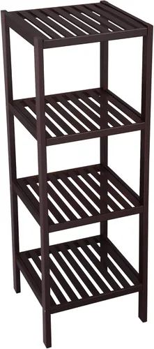 Vista 7 de SONGMICS Estantería de almacenamiento de bambú, estantería de 4 niveles, multifuncional, en la entrada, baño, sala de estar, balcón, cocina, 13 x 13