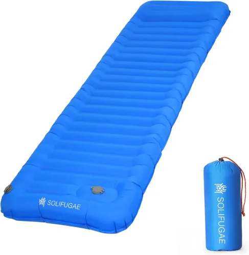 Tapete de dormir autoinflable para campamento, almohadilla de campamento ancha y gruesa con almohada, cama ligera de aire individual, impermeable,