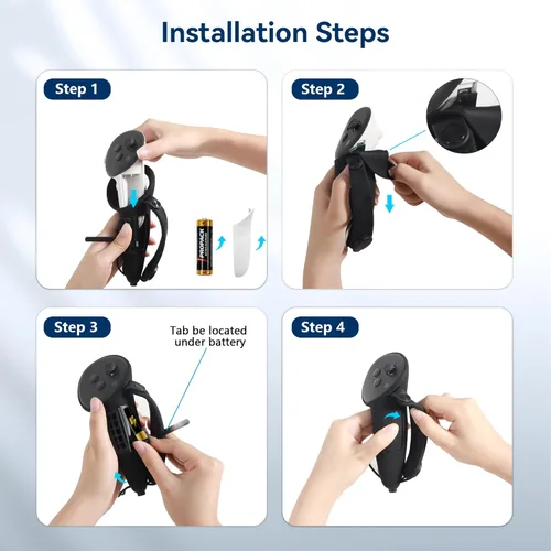 Vista 6 de AMVR Extended Controller Grips Cover Compatible with Meta/Oculus Quest 3S/Quest 3 Accessories, with Battery Opening Cover and Knuckle Straps