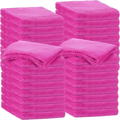 Shimeyao 30 Pcs 12.5 × 12.5 Inch Microfiber Towels for Cars, Fuchsia