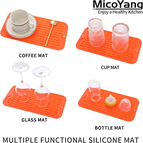 Vista 790 de MicoYang Alfombrilla de Silicona para Secar Platos de Múltiples Usos, Fácil de Limpiar, Ecológica, Alfombrilla de Silicona Resistente al Calor