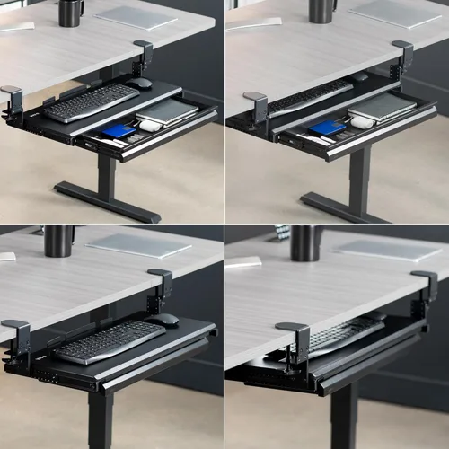 Vista 9 de VIVO Bandeja para teclado de gran altura ajustable, plataforma extraíble extra resistente con cajón de almacenamiento, 27 (33 abrazaderas incluidas)