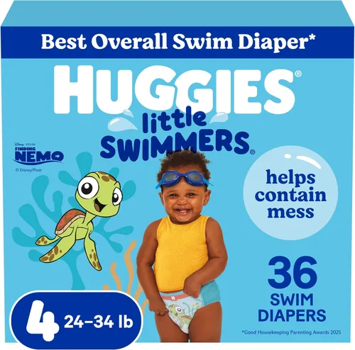 Vista 6 de Huggies Little Swimmers - Pañales de natación desechables, XS (7-18 libras), 12