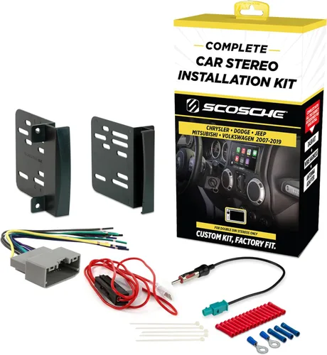 Vista 9 de Kit de instalación de radio Scosche CR1291B de doble DIN para salpicadero Compatible con ciertos vehículos Chrysler, Dodge, Jeep, Mitsubishi y VW