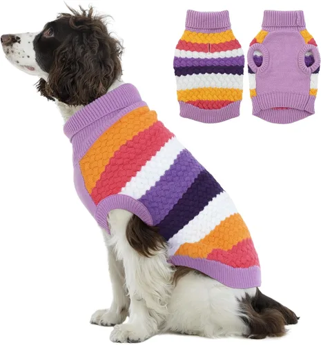 Vista 17 de Kuoser Suéter para perro, suéteres de Navidad para perros extra pequeños, suéter suave y cálido para perros, chaleco de punto trenzado colorido