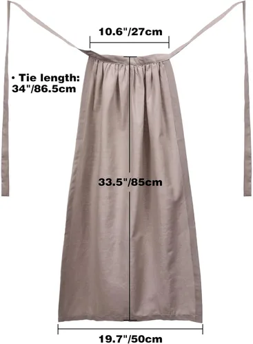 Vista 7 de Delantal medieval pionero blanco medio delantal renacentista de lino para mujer