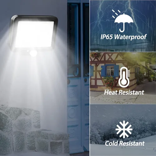 Vista 6 de Solar Light Outdoors with Motion Sensor, LED Security Light with 3 Lighting Modes and Switch, 16.4FT5m Cable, IP65 Waterproof, LED Flood Light