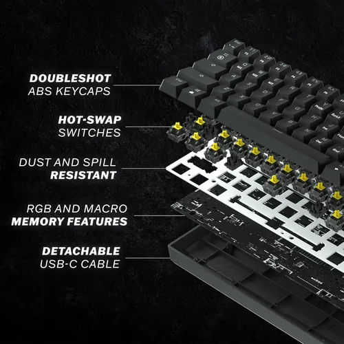 Vista 5 de Teclado mecánico para juegos GK61 - 61 teclas multicolor RGB iluminado LED retroiluminado programable para PCMac Gamer