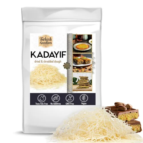 Masa filo desmenuzada Kataifi seca de 5 onzas – Golosinas turcas Kadayif para Knafeh, Kunafa, Baklava, Dubai Pistachio Barras de chocolate y postres