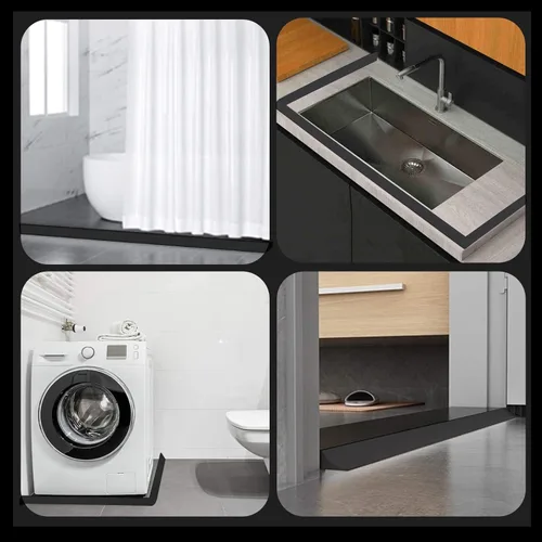Vista 6 de Nuevo Umbral de Ducha Plegable con Barrera de Agua Autoadhesiva, Barrera Impermeable de Silicona para Baño y Cocina, Protector de Ducha