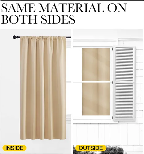 Vista 5 de NICETOWN 2 paneles de cortinas opacas de 42 x 63 pulgadas de largo con bolsillo para barra con 2 paneles de 42 x 16 pulgadas de largo, cenefas