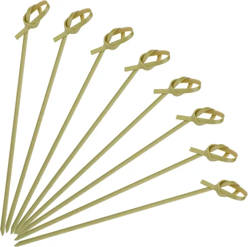 Vista 13 de Minisland 200 palillos de dientes de bambú prémium para cóctel, 4.7 y 6 pulgadas de largo, brochetas anudadas para bocadillos de frutas, aperitivos