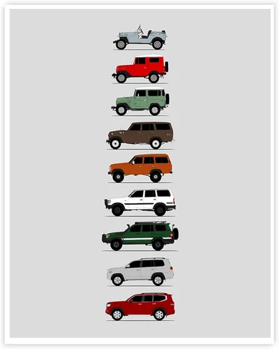 Vista 25 de Custom Car Posters Póster hecho a mano compatible con Toyota Evolution Print Wall Art Décor Best of Toyota Generations, multicolor, 8 x 10 pulgadas