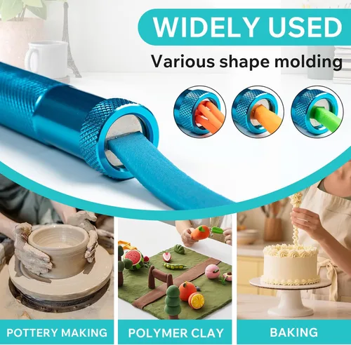 Vista 3 de Herramientas de arcilla polimérica, extrusora de arcilla, extrusora de pasta de azúcar, juego de herramientas de fondant para decoración, cerámica