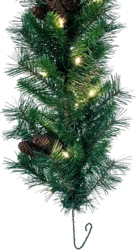Vista 3 de Vickerman Guirnalda de Navidad artificial Cheyenne de 9 x 12 pulgadas con 240 puntas de PVC y 50 luces blancas cálidas, guirnalda navideña