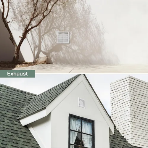 Vista 5 de Vent Systems 6" Conducto - 8" x 8" Paquete Exterior de 4 Cubiertas de Ventilación - Tubos de Ventilación de Baño - Cubierta de Ventilación