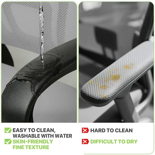 Vista 6 de Magshion Juego de 2 sillas ergonómicas de oficina, silla de escritorio de malla con respaldo medio, silla giratoria ajustable para computadora