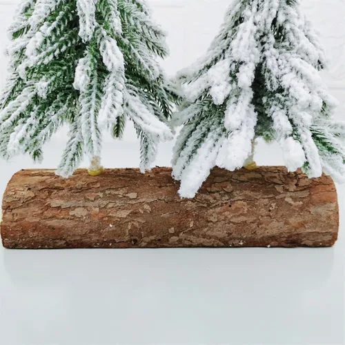 Vista 4 de Mini árbol de Navidad de mesa, árbol de Navidad de escarcha de nieve simulada, 2 piezas conectadas de 7.87 pulgadas, árbol de Navidad de pino