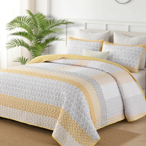 Vista 19 de WONGS BEDDING Juego de edredón Boho tamaño Queen, juegos de colcha a rayas bohemio de 3 piezas, juego de ropa de cama acolchada en verde caqui