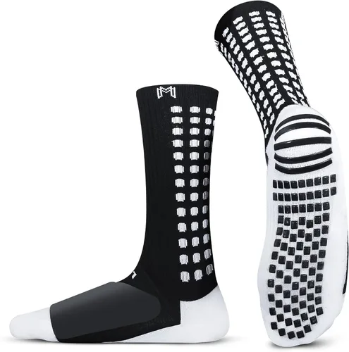 MediCaptain Calcetines de fútbol con acolchado metatarsiano | Calcetines de fútbol antideslizantes con protección acolchada para los pies para Negro