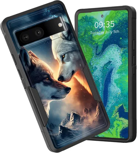 Vista 101 de Funda para Pixel 7a, funda protectora híbrida de doble capa resistente a prueba de golpes de policarbonato duro de silicona suave TPU para Google