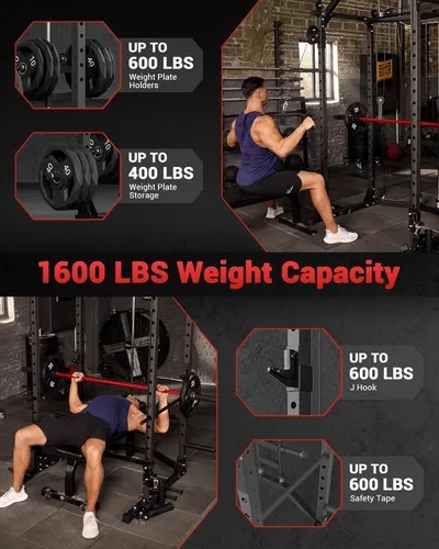 Vista 3 de GarveeLife Power Cage, Multi-Functional Power Racks for Home Gym with Cable Crossover System, 1600 LBS Weight Capacity Fitness Squat Rack for