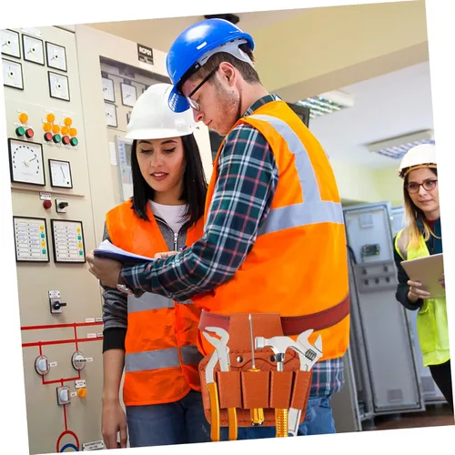 Vista 9 de Cowhide Electricista Set Herramientas Contenedor de Almacenamiento Cinturones Marrón Bolsa de Herramientas Organizada para Oficios