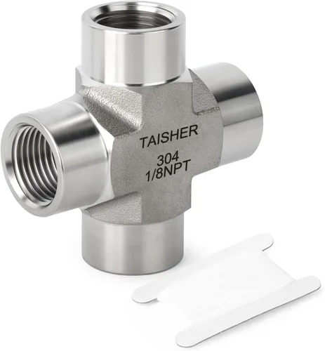 Vista 37 de TAISHER 1 piezas de forja de acero inoxidable 304 accesorios de tubería de 4 vías, accesorios de tubería hembra NPT de 1/2 "x 1/2" x 1/2
