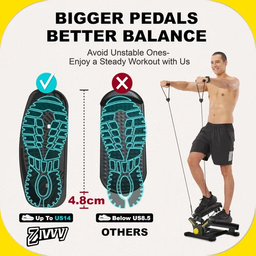 Vista 3 de ZIWWVY Máquina paso a paso con bandas de resistencia, mini paso a paso con capacidad de peso de 300 libras, paso a paso giratorio para entrenamiento