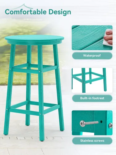 Vista 4 de Mesa redonda de bar para exteriores, mesa de pub superior de 41.5 pulgadas, mesa de bar de alta densidad resistente a la intemperie, mesa de patio