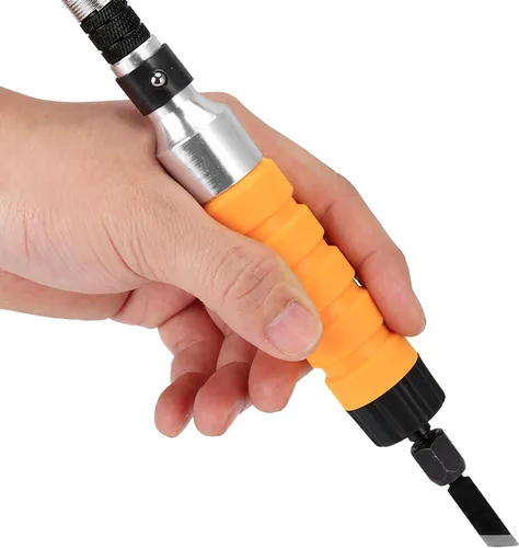 Vista 5 de YWBL-WH Herramienta eléctrica de cuchillo de grabado de cincel de madera para tallar en madera, 5 cuchillas, llave de repuesto suave y flexible