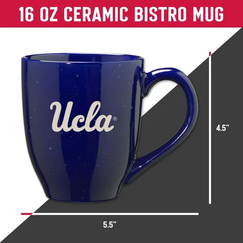 Vista 5 de Rico Industries NCAA UCLA Bruins Royal Blue - Taza de café de cerámica moteada grabada con láser de 16 onzas