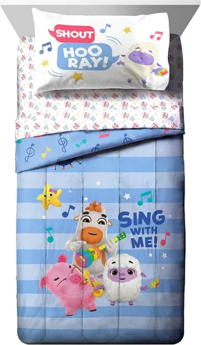 Vista 2 de Jay Franco Moonbug Little Baby Bum Sing with Me - Juego de ropa de cama infantil de 4 piezas, juego de ropa de cama de microfibra súper suave