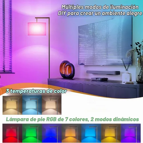 Vista 6 de Lámpara de pie inalámbrica regulable que funciona con pilas con control remoto Lámpara de pie de arco con cabeza ajustable para dormitorio y sala