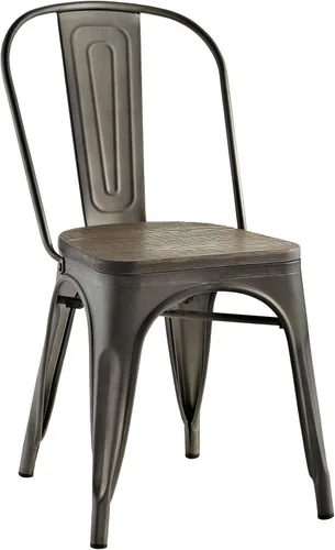 Vista 6 de Modway EEI-2028-WHI Promenade - Silla auxiliar apilable de aluminio moderno con asiento de bambú, uno, color blanco