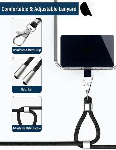 Vista 4 de BFSDDM Cordón universal para teléfono celular, cordón cruzado para teléfono, cordones ajustables de nailon para teléfono alrededor del cuello