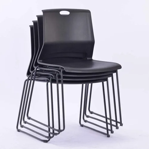 Vista 7 de Sidanli Sillas apilables apilables para sala de espera, sillas de sala de conferencias, color negro (juego de 4)