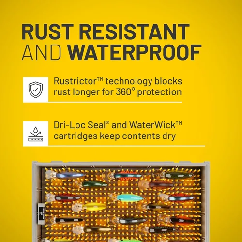 Vista 3 de Caja de Utilidad Premium Plano EDGE Flex Crankbait 3700, Gris y Amarillo con Tapa Transparente, Caja de Almacenamiento Impermeable para Pequeños