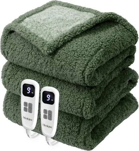 Vista 16 de Heated Blanket Electric Blanket Queen - Fast Heating Blanket Throw Dual Control Double Sided Sherpa with 10 Heating Levels & 2-10 Hours Auto Off